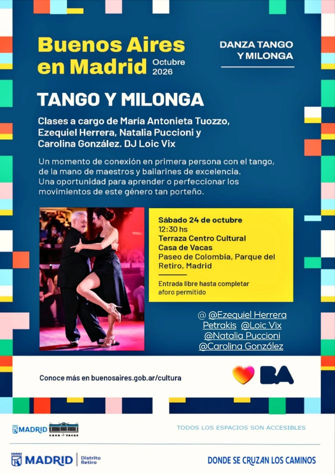 Buenos Aires en Madrid: tango y milonga en Casa de Vacas (24 oct)