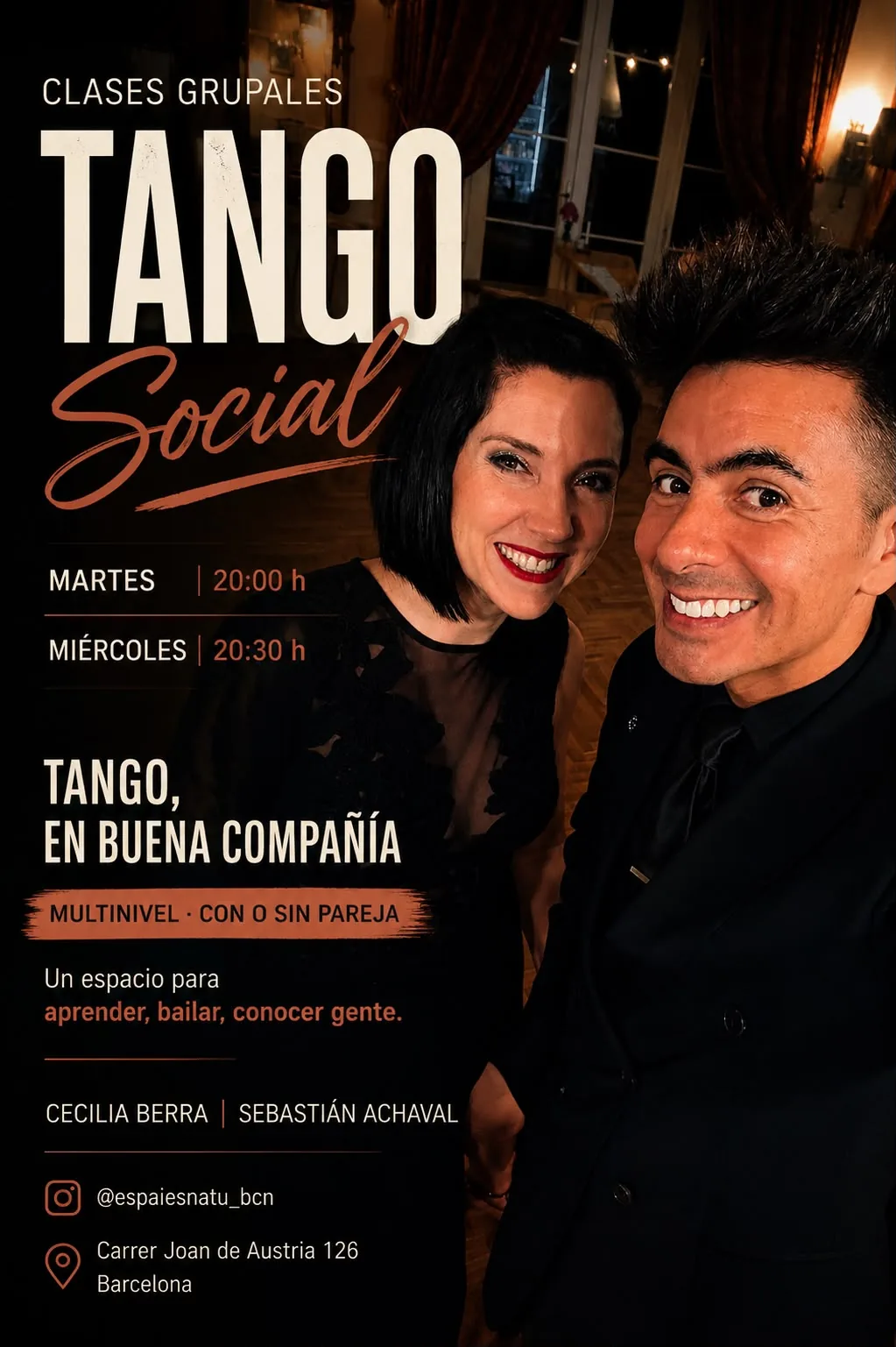 Clases de Tango Social — Cecilia Berra y Sebastián Achaval (Espai Esnatu)