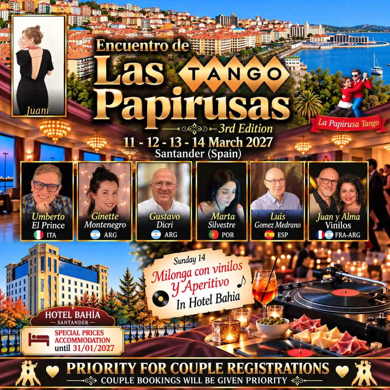Encuentro de Las Papirusas Tango — Santander, 11-14 de marzo de 2027