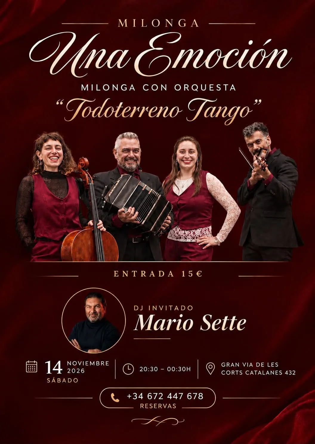 Una Emoción con orquesta Todoterreno Tango — 14 de noviembre de 2026