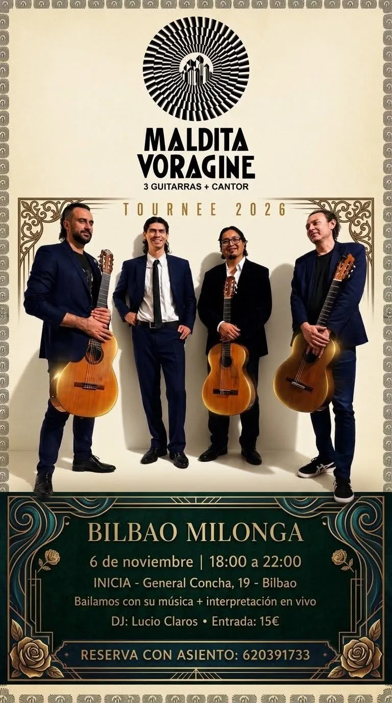 Flyer de Bilbao Milonga con Maldita Vorágine