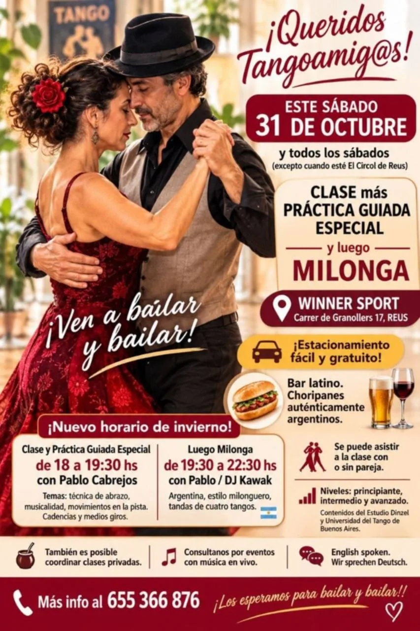 Flyer de Milonga en Winner Sport Club