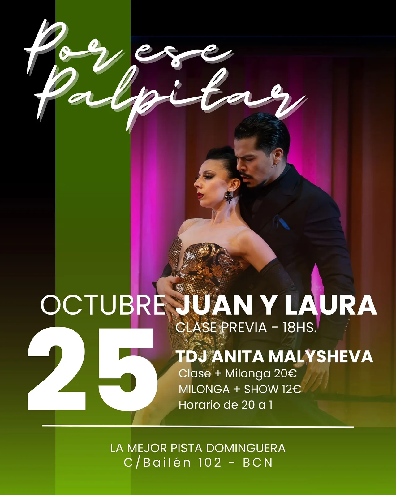 Flyer de Milonga Por ese Palpitar